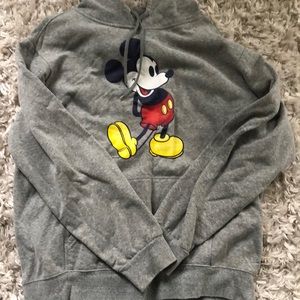 men’s gray Mickey Mouse hoodie